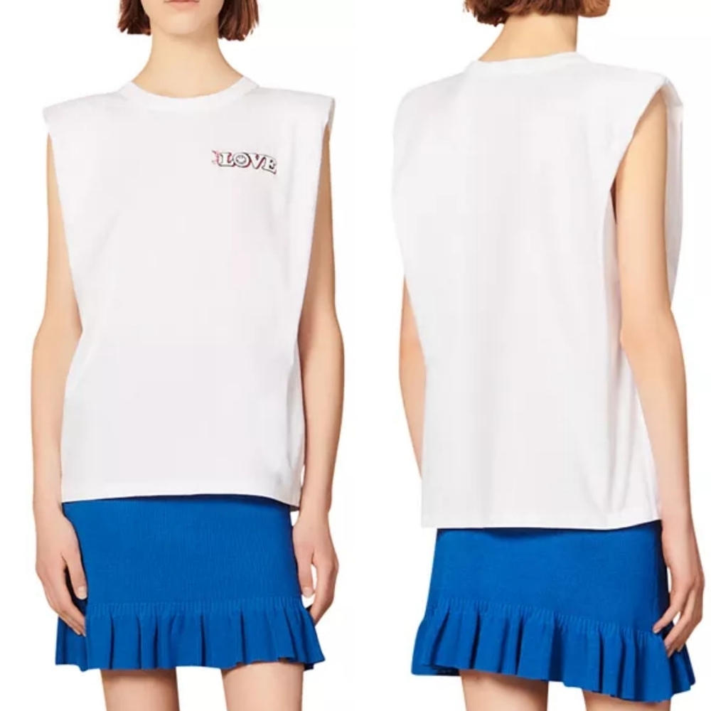 Sandro x Smiley Eloan Just Love Shoulder Pad Tee